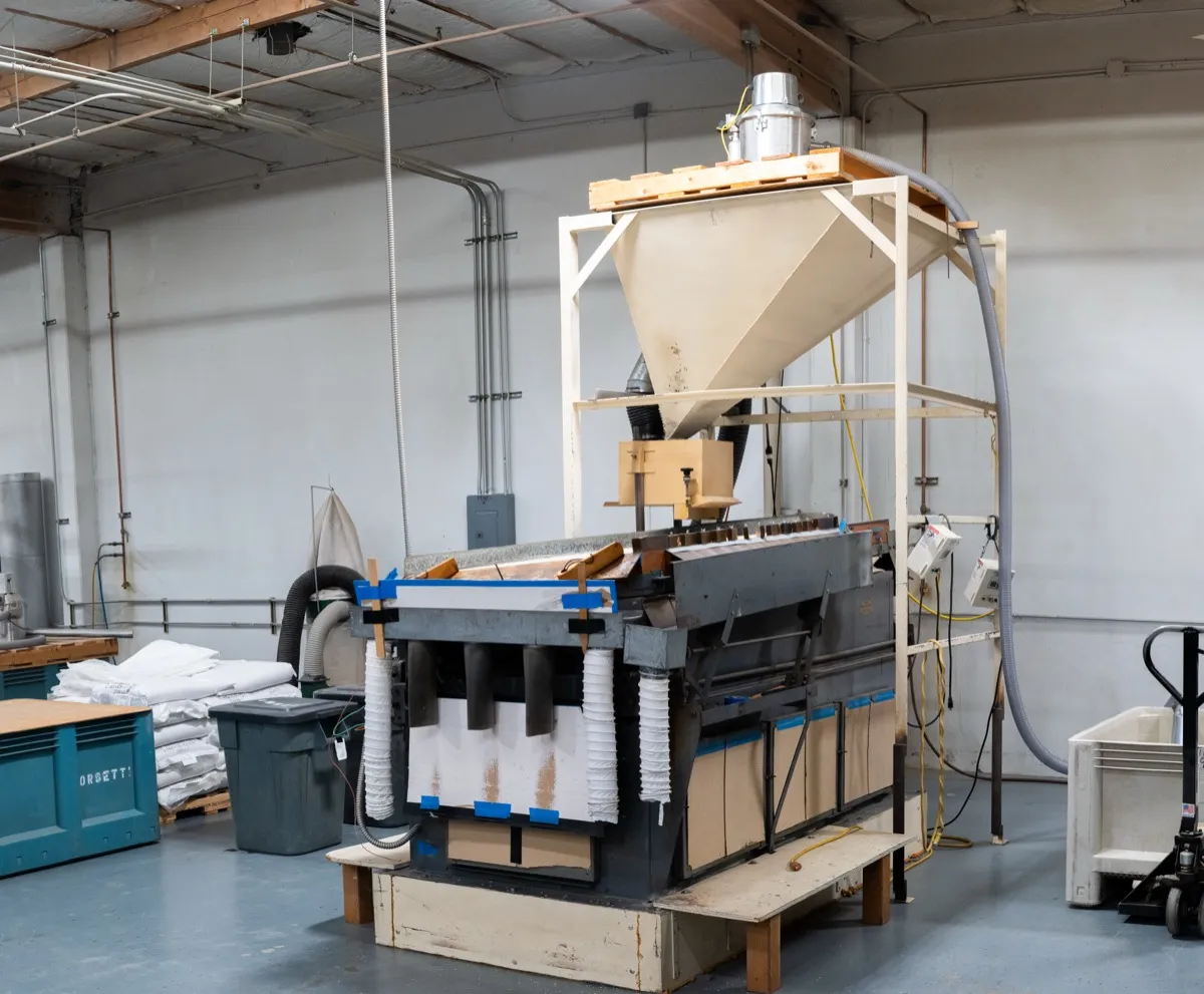 Seed density grading machine at Orsetti Seeds milling facility